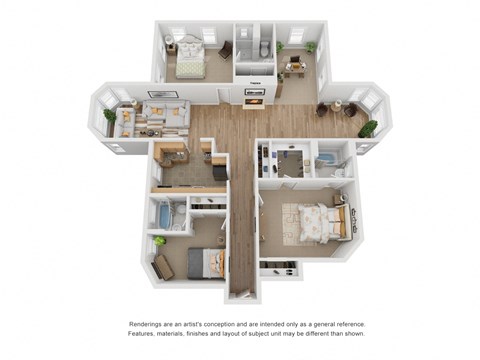 Floor plan for 3 beds, 3 baths, 1879 sqft
